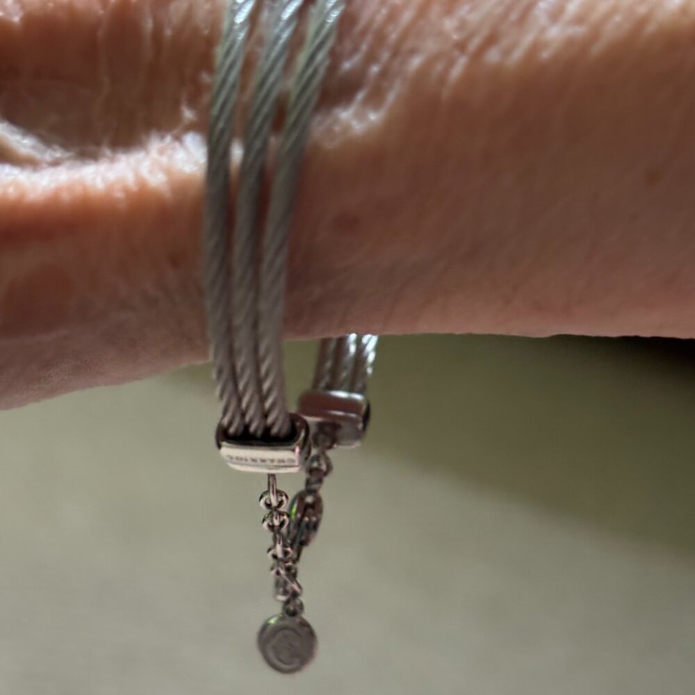 Charriol MALIA Stainless Steel 3 Cable Bracelet With Stones Sz SM - Picture 10 of 12